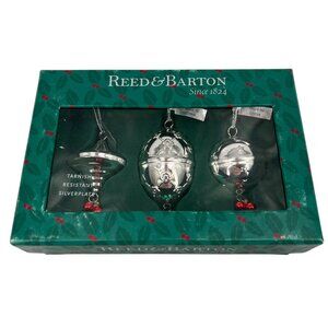 Reed & Barton Silver Baubles Ornament Set of 3 Silverplate NIB